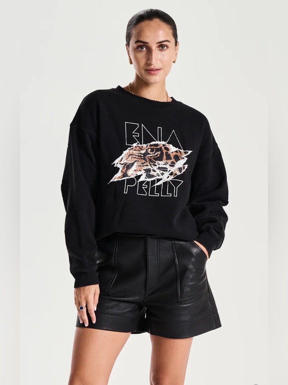 ENA PELLY Lilly Oversized Sweatshirt Tigers Eye Revolve Black AUS 12 US 8